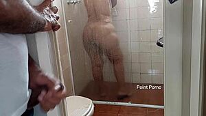 my stepmom always showers with door open for me to spy her big tits and ass