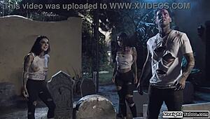 Her DEAD FRIENDS rise from graves for BIG COCK group fuck and muff diving frenzy