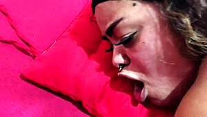 damn, that loose stepdaughter fights back but dad face-fucks her hard anyway