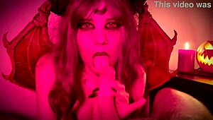 Homemade Halloween Sex With Sexy Demon Girl