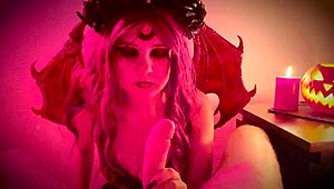 Homemade Halloween Sex With Sexy Demon Girl
