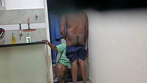 hot maid rasiya freaks out flashing my hard cock in her face surprise