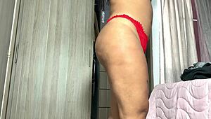 uhh my stepsis sent me this hot tanga try-on vid for my cameltoe big ass jerk 😩🍑