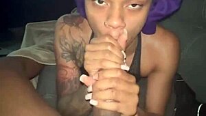 Whoa this pretty ebony queen throats monster BBC so sloppy then swallows every drop 😍💦