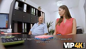 hubby watches wife get drilled by stranger in office after casting interview