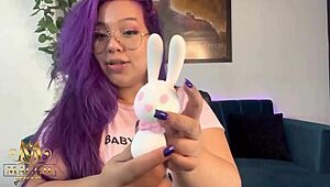 checking out this new bunny vibrator toy with my fat latina curves