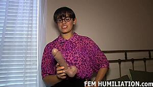 she guides her sub through dressing as a humiliated sissy slut in intense femdom bdsm pov session