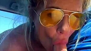 cheating chubby blonde whore deepthroats cock facial in public daylight