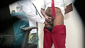 Patient's cock throbs under doctor's intimate clinic check