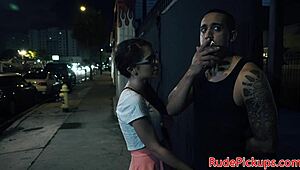 spex teen bound outdoors and facialed roughly by dominant guy