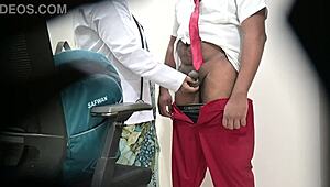 Patient's cock throbs under doctor's intimate clinic check