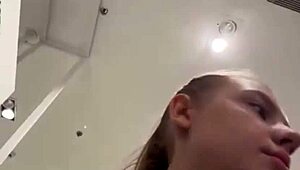 crazy teen blonde fingers pussy orgasms with dildo close up public outdoor webcam