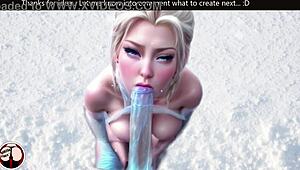 princess elsa meets night king in snow for big dick blowjob under cold sky