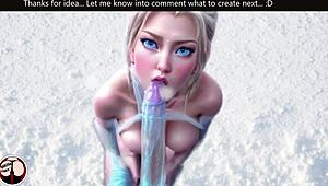 princess elsa meets night king in snow for big dick blowjob under cold sky