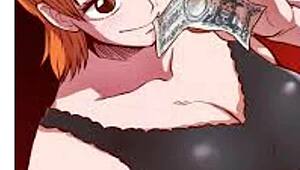 Nami's massive tits and ass bounce wildly to the throbbing beat
