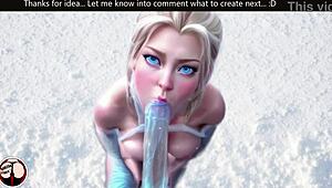 princess elsa meets night king in snow for big dick blowjob under cold sky