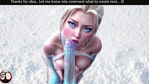 princess elsa meets night king in snow for big dick blowjob under cold sky