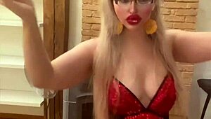 blonde belly dancer in glasses shakes to findom goaldigger's song