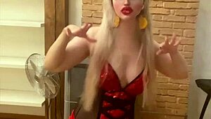 blonde belly dancer in glasses shakes to findom goaldigger's song