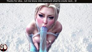 princess elsa meets night king in snow for big dick blowjob under cold sky