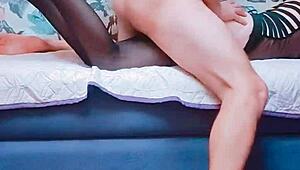 Milf Wife Spreads Stockings-Clad Legs Wide for Deep Homemade POV Anal Pounding
