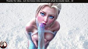 princess elsa meets night king in snow for big dick blowjob under cold sky