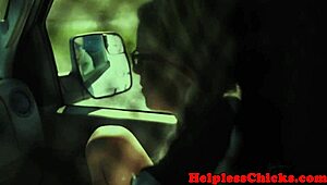this stranded petite teen with small tits gets dominated rough cowgirl style in a stranger's van after bdsm car pickup