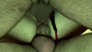 the insatiable slut endures double penetration before two massive facials drench her