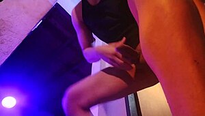 Bodybuilder's Monster Cock Masturbation Over Purple Orange