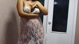 sexy bride worships her huge natural tits belly dances striptease wedding night fetish