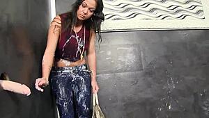 imagine this classy teen covered in cum shower after blowbang