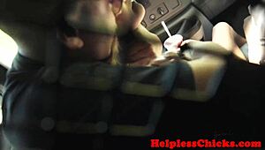 this stranded petite teen with small tits gets dominated rough cowgirl style in a stranger's van after bdsm car pickup