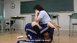 Why does Japanese Sayaka's miniskirt otk spanking and facesitting wrestling crush her slave?
