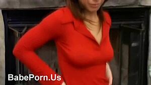 Clothed babe gives intense oral action