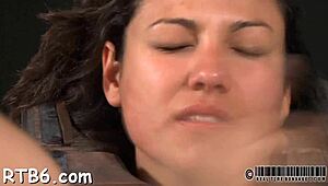 pretty hottie ties up for blowjob contest climaxing in sticky facial