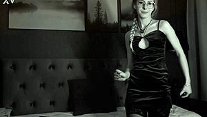 curvy blonde dances sexy dress flashing big pussy lips tight!