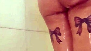 bbw with big tits teases fat ass in steamy shower