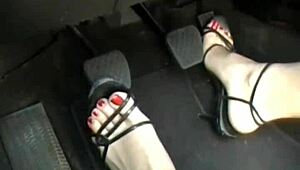 Three ladies race my car in wild gas pedal joyride adventure