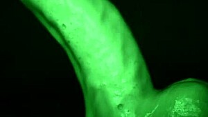 Gloved Solo Handjob With Sticky Slimy Latex Grip On Dildo Toy