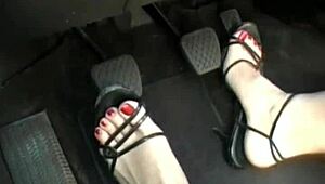 Three ladies race my car in wild gas pedal joyride adventure