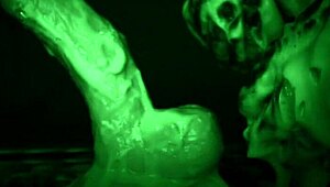 Gloved Solo Handjob With Sticky Slimy Latex Grip On Dildo Toy