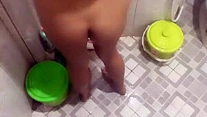 Teen Nude in Bathroom Shower Show Display