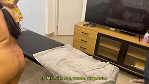 stepmom catches stepson railing girlfriend then jumps in for wild threesome fun