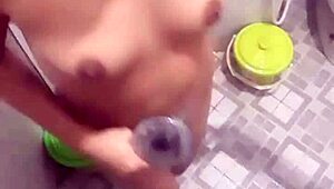 Teen Nude in Bathroom Shower Show Display
