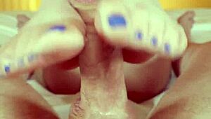 ever seen a petite amateur babe's feet make him explode in homemade pov footjob cumshot?