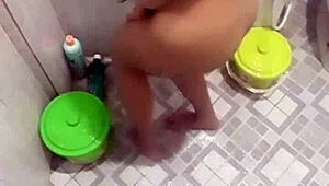 Teen Nude in Bathroom Shower Show Display