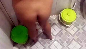 Teen Nude in Bathroom Shower Show Display