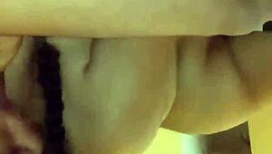 Latina amateur rides big cock all night doggystyle cowgirl creampie in sheer red outfit