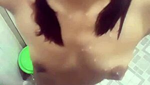 Teen Nude in Bathroom Shower Show Display