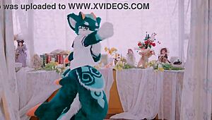cute dragon dances furry style energetically